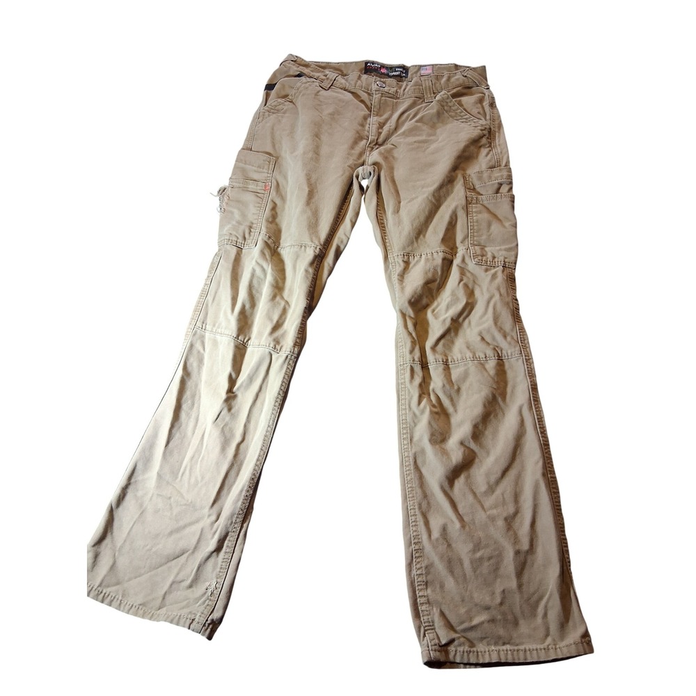 Ariat FR M5 Straight Leg Khaki Tan Work Pants Mens 34x34 Flame Resistant CAT 2